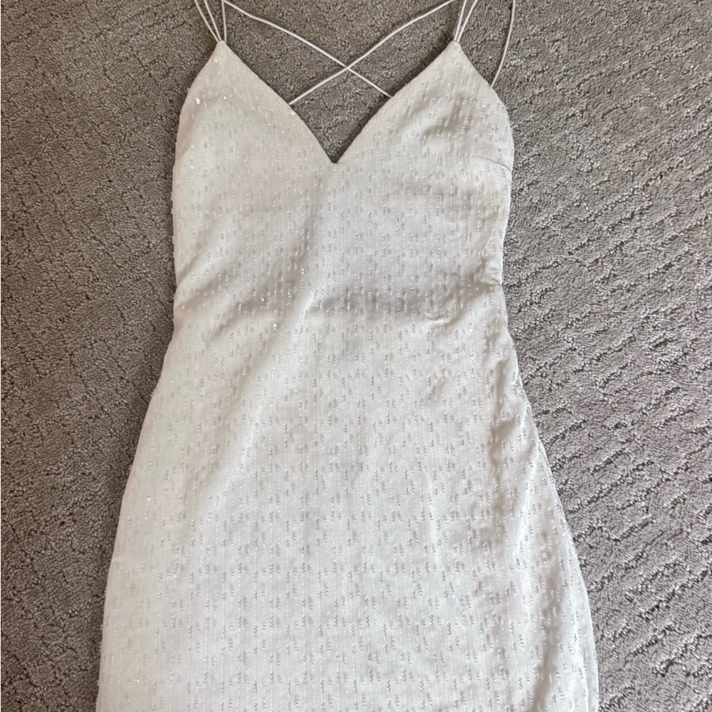 White Sparkle Slip Dress with Crisscross Straps